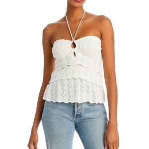 AQUA CROCHET HALTER TOP